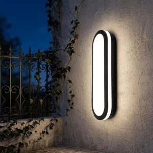 Oval 24W 90-100LM ABS PC Material Vertical Outdoor Waterproof Garden Wall Lamps LED Bulkhead Light Dimmable