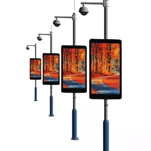 P3 P4 Double Sided Solar Powered LED Lamp Pole Display Screen for Smart City Street Road Advertising