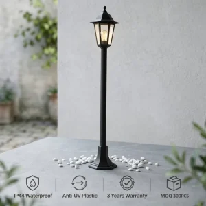 P6101 Outdoor Bollard Lamp, IP44, Plastic, Clear Glass, Induction Lamps for Path Lighting