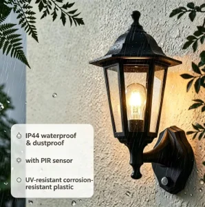 P611 PIR Outdoor Lantern Light Plastic Motion Sensor Wall Lamp Garden Wall Light