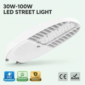 Parking Lot LED Street Light 30W 50W 80W 100W Type V Wide Beam IP65 Aluminum Die-Cast Outdoor Light