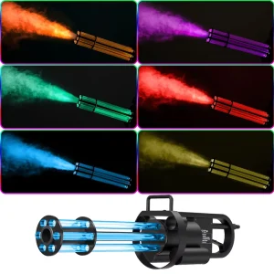 Party Club Cannon Gatling Hand LED CO2 Cryo Jet Machine Gun Aluminum Remote Control Customizable 6-8M Shoot Distance