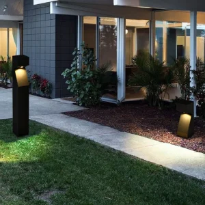 Patio Path Pillar Lights Emitting Original Wooden Grain Bollard Lamp School Garden Sidewalk Landscape Lighting