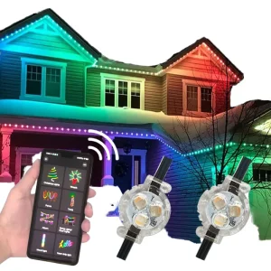 Permanent Christmas Lights Track 30mm RGBIC UCS2904 LED Pixel Light IP68 Waterproof RGB Outdoor Christmas Decorations