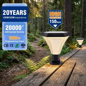 Pillar Lamps Aluminum Material Multiple Color Temperatures 30W Waterproof IP65 Solar LED Garden Lights