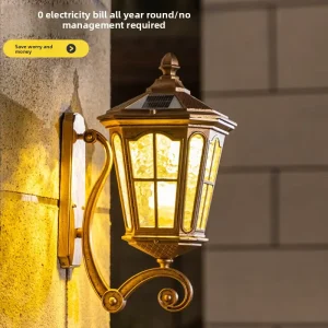 Pinye Solar Powered LED Wall Lamp Vintage Outdoor Waterproof Aluminum Garden Villa Exterior Light Balcony Pathway Entrance