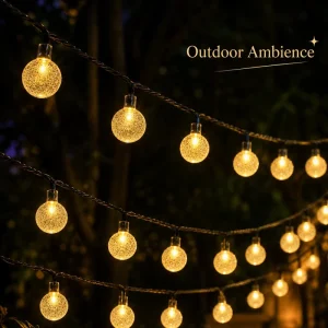 Plastic LED Solar String Light Bubble Ball Button Remote Control Warm Light Outdoor Camping Decorative Battery USB
