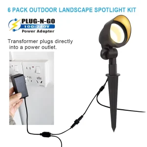 Plug and Play LED Landscape Spot Lights ETL Listed 12V 24V Adjustable RGBW IP65 Waterproof Exterior Yard Deck Lighting