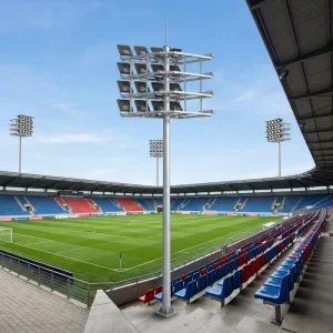 Polygonal Hot Dip Galvanized Steel Stadium High Mast Light Waterproof 5-Year Warranty 200km/h Wind Resistant Customized