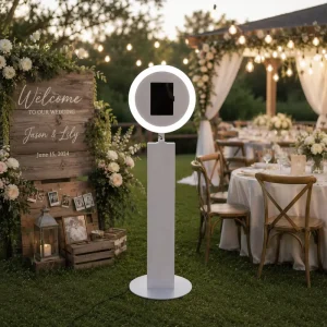 Portable Commercial Metal iPad Photo Booth Adjustable 360 Rotary RGB Lighting Remote Control Flight Case Weddings Photo