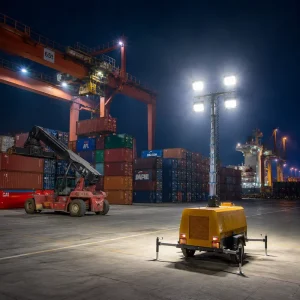 Portable Construction LED Light Tower Hydraulic Diesel Generator Mobile Worksite Lighting System