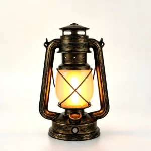 Portable Dimmable Warm White LED Kerosene-Style Nightlight Table Lamp, IP44, 50,000-Hour Lifespan, for Bedside Camping