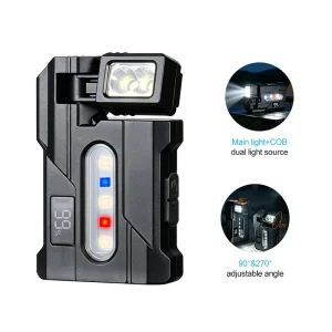 Portable EDC LED Flashlight 270 Degree Rotating Head COB Work Light Magnetic Base Torch for Camping Car Repair Daily Use