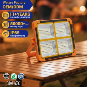 Portable Flood Lights Rechargeable RGB LED Projector Lamp IP66 100W 200W Solar Flood Light