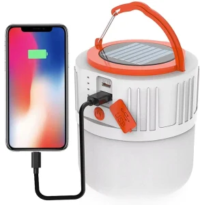 Portable Hanging Dimmable Solar Camping Lantern, Waterproof Rechargeable LED Light