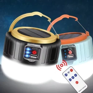 Portable Hanging Remote Control Solar Rechargeable LED Lantern for Camping and Emergency Home Use