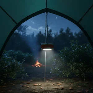 Portable LED Camping Lantern, 4000mAh Lithium Battery, Solar Charging, Colorful String Lights