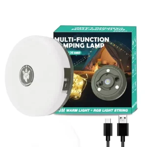 Portable LED Camping String Lights, Waterproof, Rechargeable, 8 Light Modes, Outdoor Garden and Tent Use