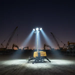 Portable LED Light Tower Outdoor Garden Lighting Mast 10m Height Mobile Lighting Equipment