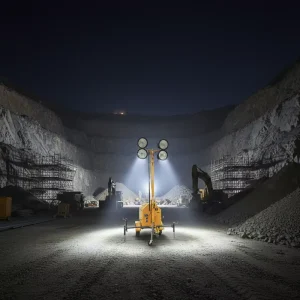 Portable LED Lighting Tower Diesel Mobile Trailer Telescopic Mast Tower Light for Engineering