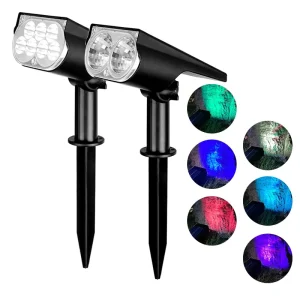 Portable LED Solar Outdoor Spotlight IP67 Waterproof 6000K RGB Warm White Light Sensor