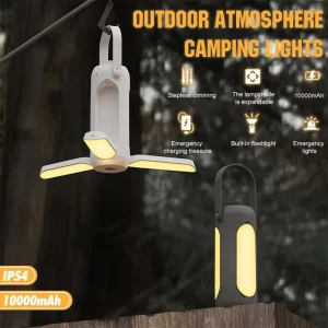 Portable LED Workshop and Camping Lamp, USB Rechargeable Dimmable Tent Light