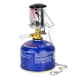 Portable Mini Glass-Cover Gas Camping Lantern for Outdoor Lighting and Heating