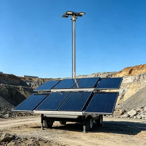 Portable Monocrystalline Silicon Solar Tower 22KW Battery with LED Lights MPPT Controller 32h Work Time for Construction Site
