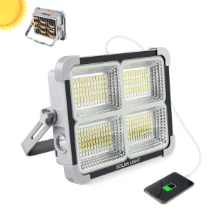 Portable Multi Function LED Solar Camping Floodlight Rechargeable Dimming Feature 3000K 4000K 6500K IP65 USB Emergency Outdoor