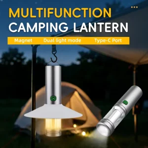 Portable Outdoor LED Camping Flashlight Strong Magnetic Type C Rechargeable IP44 Rated 120LM 12-15h Runtime
