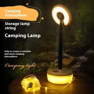 Portable Outdoor LED Tent Lamp 10M RGB String Light Rechargeable IPX4 Waterproof Stretch Camping Ambiance Lantern Birthday