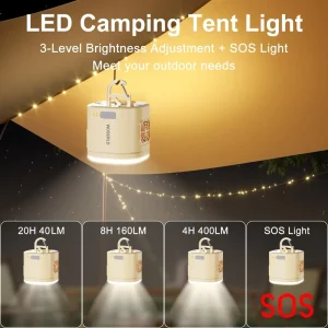 Portable Rechargeable LED Camping Lantern Waterproof with Built-in Battery and Fan