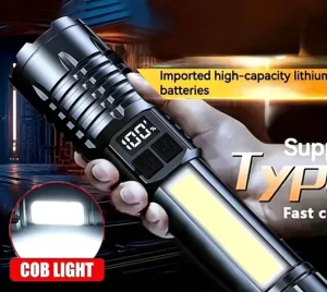 Portable Rechargeable LED Lantern for Camping with Emergency Side Lights and Zoom Function