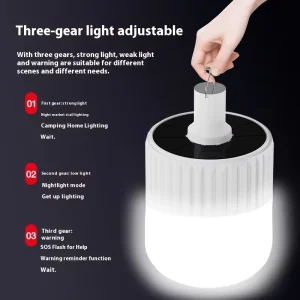 Portable Rechargeable LED Solar Camping Lamp Waterproof Dimming IP65 Emergency Light