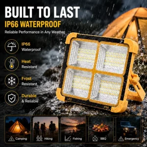 Portable Rechargeable Solar LED Flood Light Waterproof USB Charging Emergency Lamp for Outdoor Camping Lighting