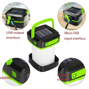 Portable Rechargeable USB Solar Camping Lamp Collapsible Tent Light for Hiking and Backpacking