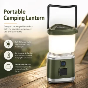 Portable Rechargeable Waterproof Hanging LED Camping Lantern, 30m Beam Range, CRI 90