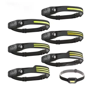 Portable Rechargeable XPE COB LED Headlamp, Waterproof Sensor, for Running, Climbing and Work