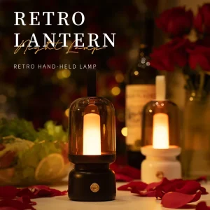 Portable Retro Handheld Rechargeable LED Night Light Vintage Camping Lantern for Bedroom Home Decor