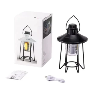 Portable Retro USB Rechargeable Waterproof LED Camping Lantern with Hook