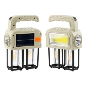 Portable Solar-Charge LED COB Camping Lantern with Hanging Design