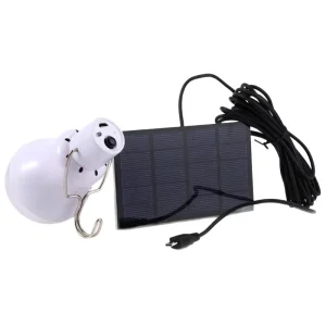 Portable Solar LED Bulb Light Rechargeable Emergency Tent Lamp with Solar Panel Split Design for Outdoor Camping and Home Backup
