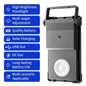 Portable Solar LED Floodlight 12000mAh Emergency Lighting Lamp with USB and DC Output for Camping Home Power Outage