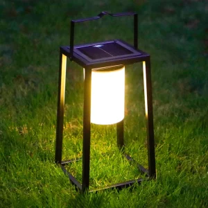 Portable Square Iron Solar Rechargeable Waterproof LED Lantern for Outdoor Camping Garden Use & Hanging