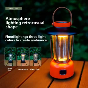 Portable Vintage Camping Light 3 Brightness Ambient Light + Top Flashlight Outdoor Lantern for Camping Fishing Home Decor
