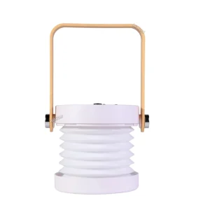 Portable Wooden Handle Freestanding Solar Rechargeable Lantern Retractable Foldable Camping Desk Light 3 Lighting Modes