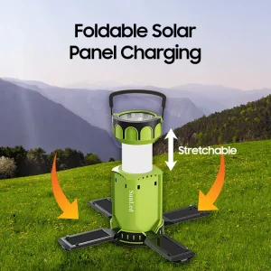 Portable and Foldable Brightness Waterproof Outdoor Night Lamp Chargeable Solar LED Flood Light with Power Bank for Camping