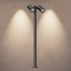 Premium Aluminum IP65 Waterproof Outdoor Garden Flood Light LED Dimmable 2 Head Spotlight