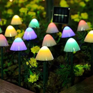 Premium LED Solar Mushroom Stake Lights, Small ABS, Waterproof IP44, Warm White, for Garden Paths, Yards, Landscapes, and Christmas Decor