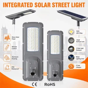 Private Mold All-in-One Solar LED Street Light 7070 LED Chips High Brightness & Energy Saving Solar Street Lights CE RoHS